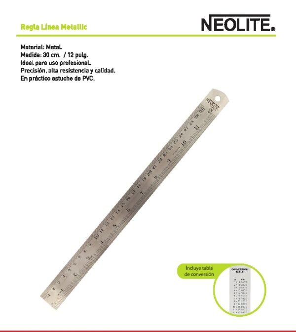 REGLA RECTA METALICA 30 CM NEOLITE