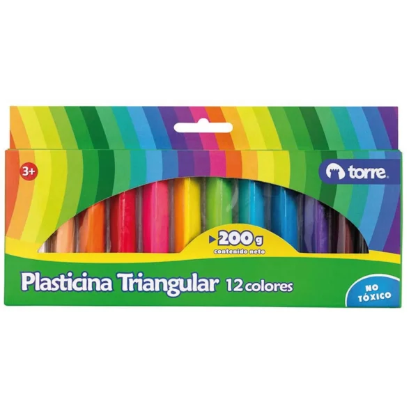 PLASTICINA 12 COLORES TORRE TRIANGULAR