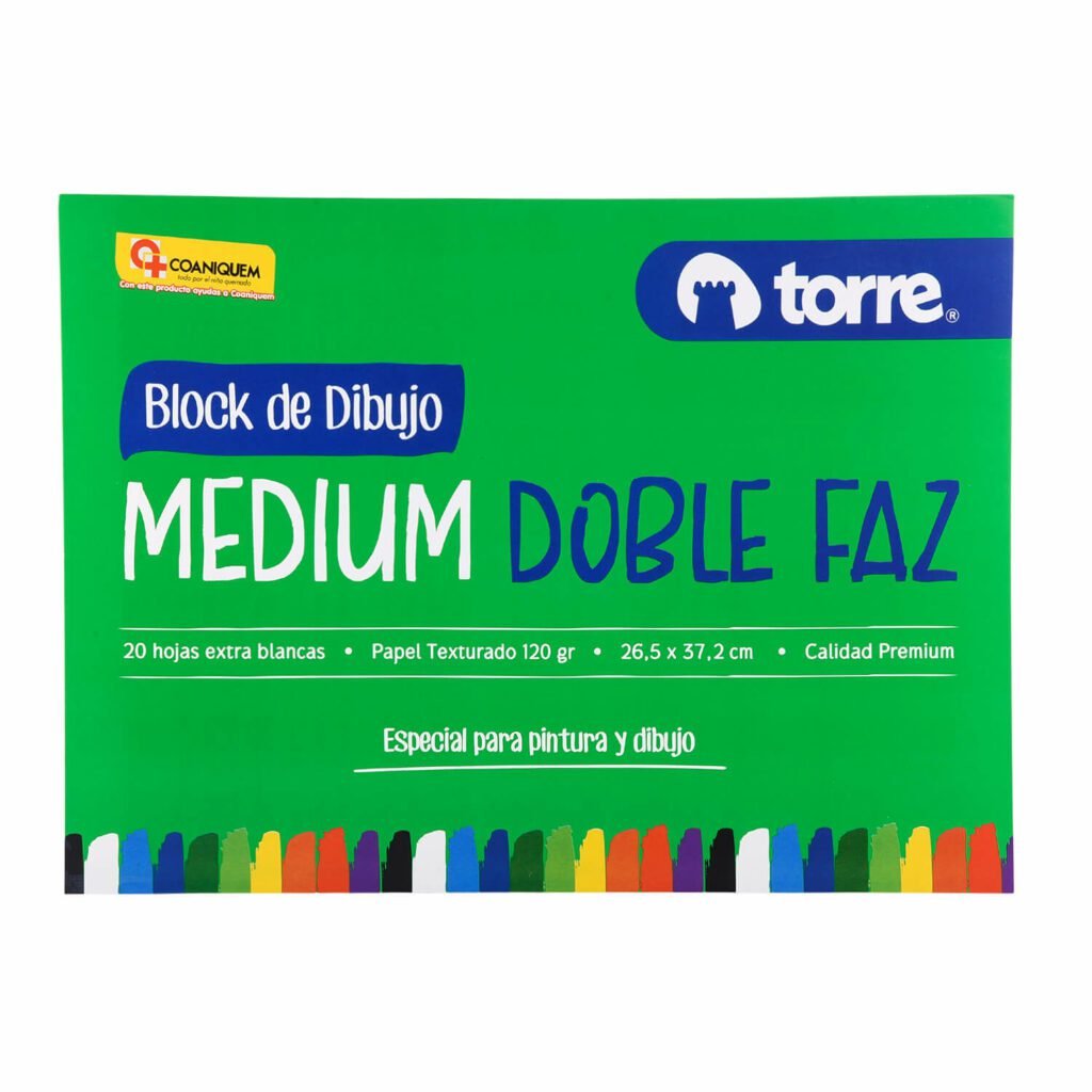Block Dibujo Medium Doble Faz 99 1/ 8 20 Hojas Torre