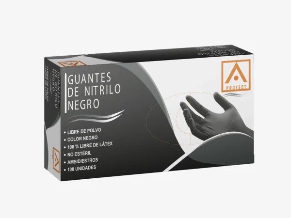 CAJA_NITRILO_NEGRO_3_0 Guante Protect de TOPSAFE Nitrilo 3.5 NegroTalla «M» (100u)