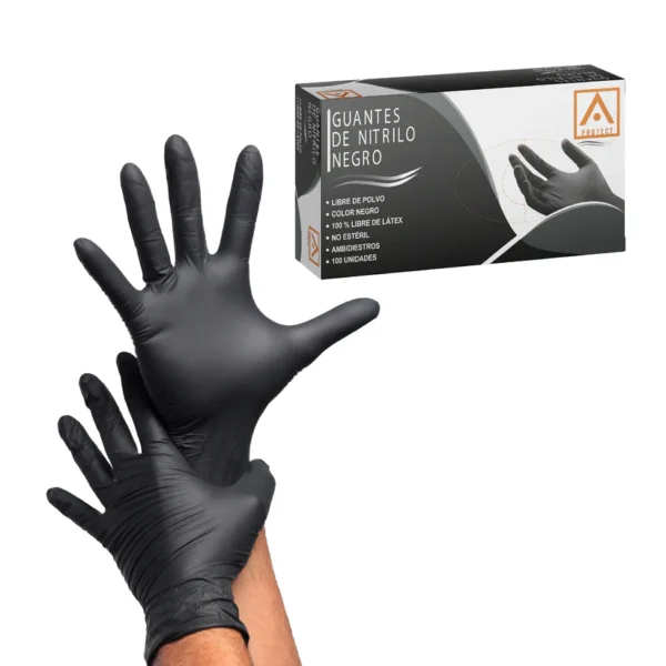 NEGRO3_0 Guante Protect de TOPSAFE Nitrilo 3.5 NegroTalla «M» (100u)