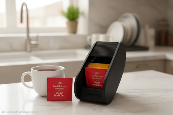 Caja Organizadora y Dispensador de Té Premium con Persiana Deslizable