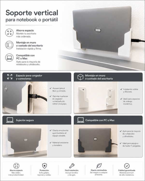 Soporte de Muro o Escritorio para notebook o Laptop