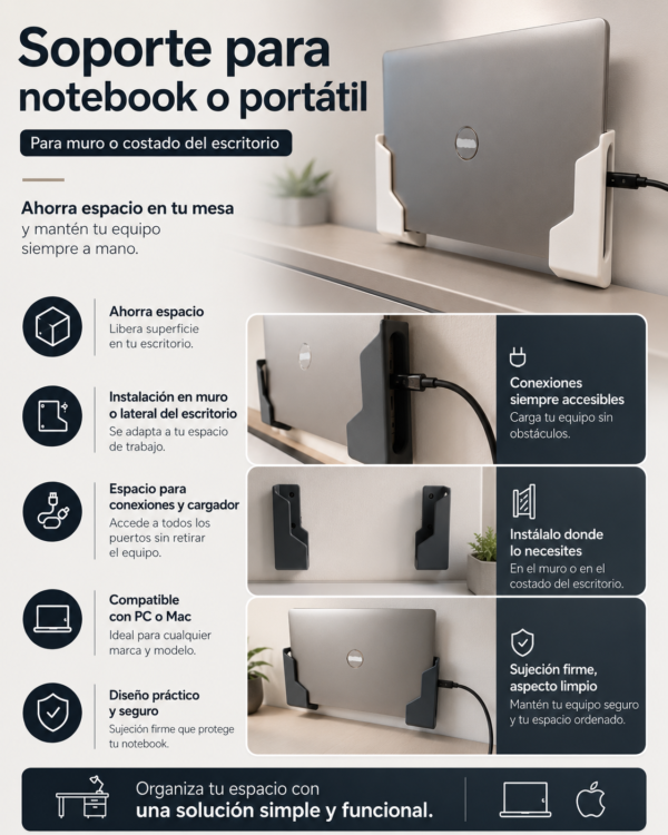 Soporte de Muro o Escritorio para notebook o Laptop