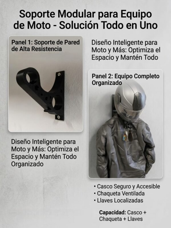 Soporte para  Casco, Chaqueta y llaves de Moto